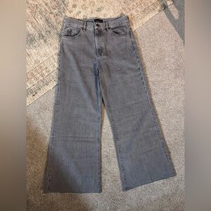 Massimo Dutti Gray high rise flare leg raw hem Jeans